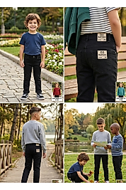 Erkek Çocuk Siyah Denim Kot Pantolon - Esnek ve Rahat Kesim
