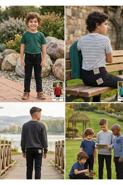 Erkek Çocuk Siyah Denim Kot Pantolon - Esnek ve Rahat Kesim